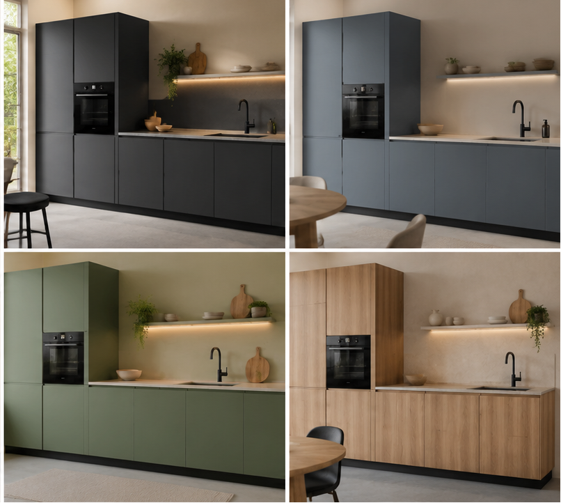 Keuken laten wrappen in taupe interieurfolie